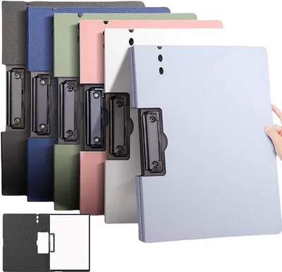 Image de VHV - Classeurs A4, lot de 6 - Classeurs sans perforation, avec clip métallique et porte-stylos - 6 couleurs - Pour le bureau et l'école