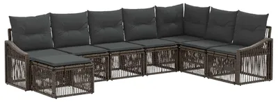 Immagine prodotto di Set di divani da giardino vidaXL, 8 pezzi, grigio, in rattan sintetico