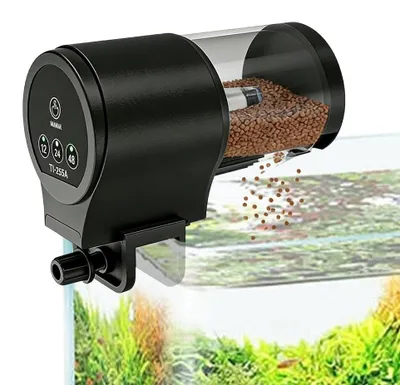 Aquarium-Futterautomat, 100 ml, Timer, automatisch & manuell, schwarz