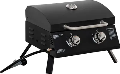 Produktbild von Outsunny Gasgrill BBQ Tischgrill 2 Brennern Camping Grill mit Grillnetz Schlauch