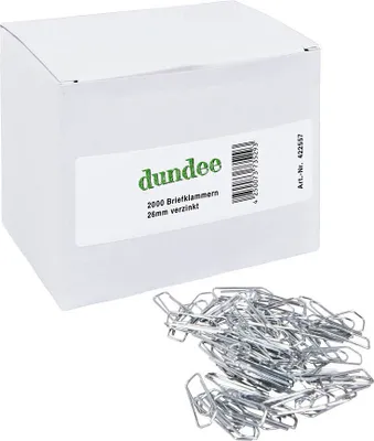 Produktbild von dundee Büroklammern silber glanzverzinkt, 2.000 St.