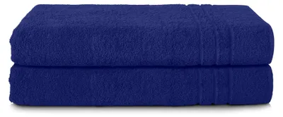 Imagen del producto de Conjunto de 2 toallas para sauna Komfortec, de 80x200 cm, fabricadas con 100% algodón. Toallas de sauna de tamaño XXL, suaves, grandes, de felpa, de secado rápido, color azul marino