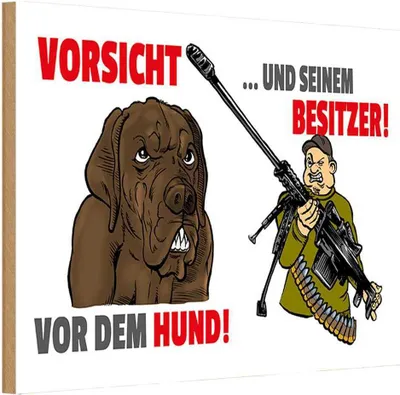 Produktbild von vianmo Holzschild 20x30 cm Vorsicht vor Hund und Besitzer Tier Haustier