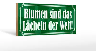 Produktbild von Holzschild Spruch 27x10cm Blumen sind Lächeln der Welt