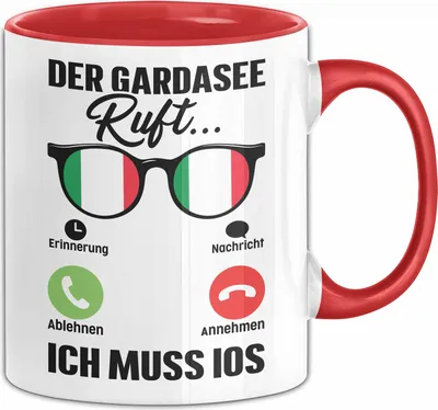 Produktbild von Gardasee Tasse Geschenk Italien Urlaub Der Gardasee Ruft An Kaffee-Becher (Rot)