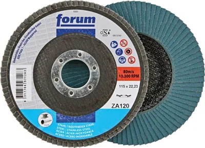 Produktbild von Forum Fächerschleifscheibe 115 mm, Zirkonkorund, gewölbt, ZK 120