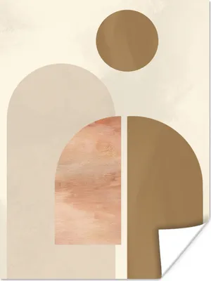 Produktbild von MuchoWow® Poster Rund - Abstrakt - Braun 60x80 cm - Schlafzimmer Dekoration