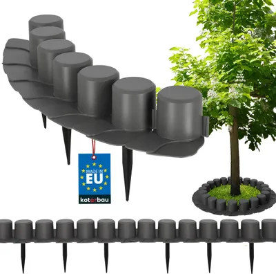 Produktbild von KOTARBAU® Rasenkante Beeteinfassung 4 m Beetumrandung Rasenkanten Palisade Bordsteinkante Kunststoff Grau