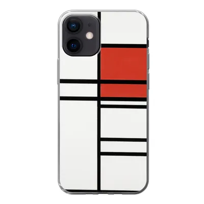 Produktbild von MuchoWow® Handyhülle Schutzhülle Hülle für iPhone 12 Komposition mit Rot und Weiß - Piet Mondrian Silikon Softcase Handy Hülle - Schutzhülle