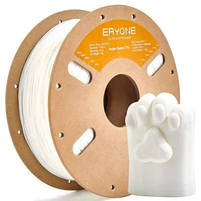 Produktbild von TPU Filament für 3D-Drucker - Flexibles 3D-Druck Filament - Hochgeschwindigkeit - TPU Material - 1 kg Spule - Für FDM 3D-Drucker - Weiß