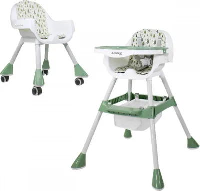 Immagine prodotto di Mobiclinic Kids, Seggiolone evolutivo, 2 in 1, regolabile in altezza, doppio vassoio, 6 mesi-6 anni, Forest, cintura di sicurezza a 5 punti, ruote rimovibili