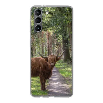 Produktbild von MuchoWow® Handyhülle Schutzhülle Hülle für Samsung Galaxy S21 Schottischer Highlander - Kröte - Baum Silikon Softcase Handy Hülle - Softcase