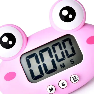 Image de Minuterie magnétique numérique pour animaux 100 minutes avec compte à rebours et pile pour cuisine Princess Pink Frog