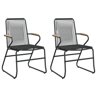 Image de Chaises de jardin lot de 2 noir 58x59x85,5 cm Rotin PVC