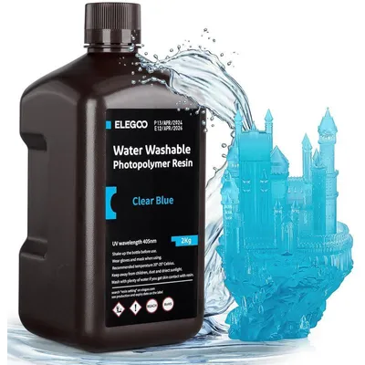 Produktbild von ELEGOO wasserabwaschbares Harz 2KG, Transparent Blau