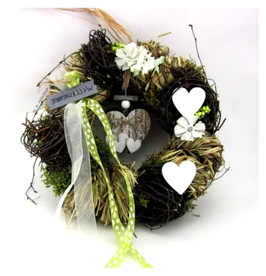 Produktbild von Türkranz mit Herzen Ø 28 cm - Frühling - Sommer - Willkommensgruß