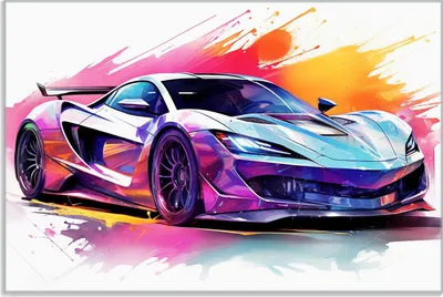 Produktbild von Wallario Frühstücksbrettchen aus Glas 20 x 30 cm mit rutschfesten Füßen, Motiv Auto in Aquarellfarben