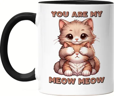Produktbild von You Are My Meow Meow Süße Katzen Tasse Schwarz Katzenliebe Paar Geschenk