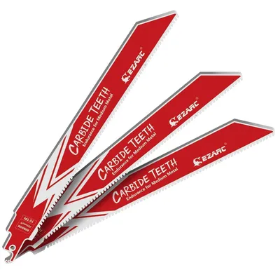 Image de Lames de scie sauteuse en carbure de tungstène, 10 dents par pouce, pour métaux, 225 mm, lot de 3