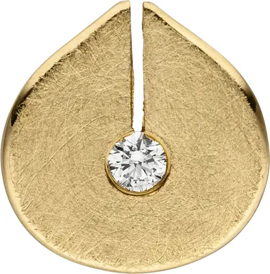 Produktbild von Anhänger aus 585 Gold Gelbgold eismattiert mit Diamant Brillant 0,06 ct. W/si