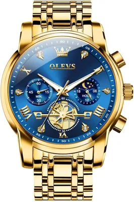 Produktbild von Herren-Chronograph, wasserdicht, analog, Quarz, modisch, lässig, Business, leuchtend, Edelstahl, großes Zifferblatt