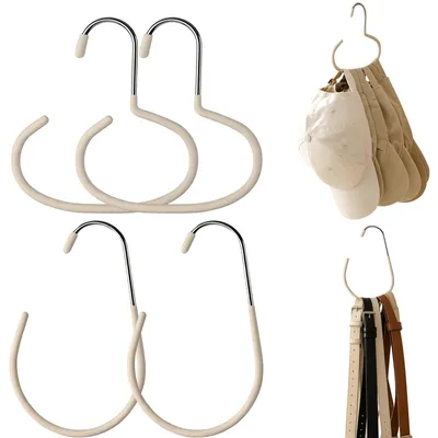 Image de Supports antidérapants pour chapeaux - Lot de 4, pour ranger chapeaux, ceintures, cravates et écharpes - Blanc
