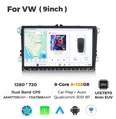 Imagen del producto de Radio para coche con Carplay - Radio con Android Auto - Reproductor multimedia - Radio 2 DIN - Conexión inalámbrica