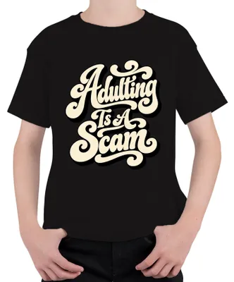 Produktbild von Adulting Is A Scam Lustiger Spruch Sarkasmus Erwachsenwerden Fun Kinder T-Shirt, Schwarz, 116