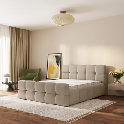 Produktbild von Masseno Polsterbett ELIZJA 140x200 cm, Polsterbett mit Bettkästen -Beige, SORO 21