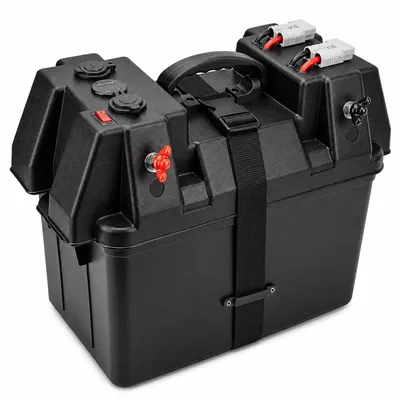 Image de NEMAXX® BB230 boîtier batterie 12V prise 20A dual USB voltmètre 2x 50A Anderson disjoncteur 16A bornes externes camping bateau camping-car offgrid