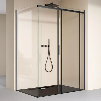 Produktbild von doporro Eckdusche 70x120x195cm schwarz Duschkabine Duschabtrennung ESG-Sicherheitsglas Klarglas Schiebetür inkl. Easy-Clean-Beschichtung Einstieg Links/Rechts Rav18K