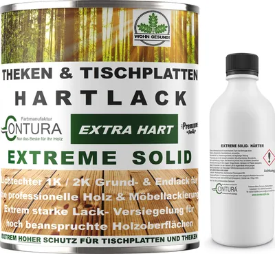 Produktbild von Contura 2K- Hartlack Thekenlack -Seidenglanz- Tischplattenlack Klarlack Set - 750ml
