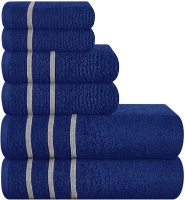 Produktbild von Unyqoos® 6-teiliges Handtuchset aus 100% Baumwolle – 2x 70×140 cm Badetücher, 2x 40×60 cm Handtücher, 2x 30×30 cm Waschlappen, weich & saugfähig