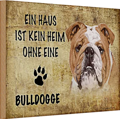 Produktbild von Holzschild Spruch 30x20cm Bulldogge kein Heim ohne Hund