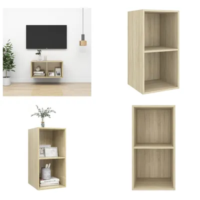 Image de vidaXL Armoire TV murale Chêne Sonoma 37x37x72 cm Bois composite - Armoire TV - Armoire TV suspendue - Armoires TV suspendues