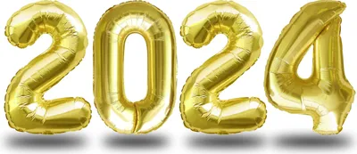 Produktbild von Oblique Unique Folien Luftballon Zahl 2024 für Silvester Neujahr Party Deko Ballons Zahlenballons - gold