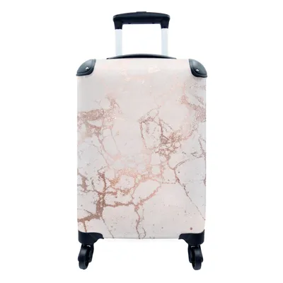 Produktbild von MuchoWow® Koffer Handgepäck Trolley Rollkoffer Kleine Reisekoffer mit 4 Rollen - Marmor - Rosa - Roségold - Cabin Size < 55x40x23 cm & 55x40x20 cm - Fotokoffer - Kabinenkoffer - Boardgepäck - Reise-Box - Reisekoffer - Reisegepäck - Koffer mit Bild - Trolley für Kinder