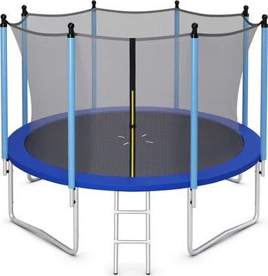 Produktbild von GOPLUS φ244cm Trampolin mit Sicherheitsnetz & Leiter, Gartentrampolin Outdoor-/Hinterhof für Kinder & Erwachsene ab 6 Jahren
