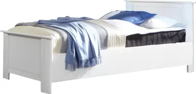 Produktbild von Bett Chalet Holzbett Futonbett Bettgestell weiß Liegefläche wählbar
