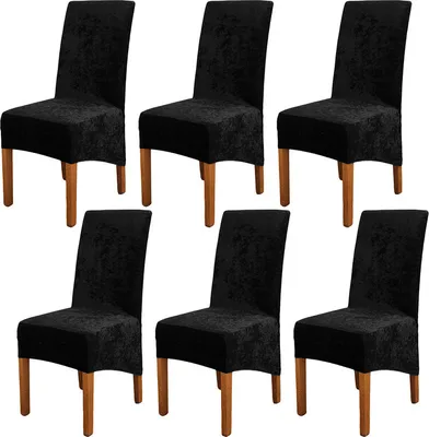 Produktbild von 6 Stück Stretch Chair Schutz Schonbezug, Elastic Chair Protector Sitzbezüge für Esszimmer Hochzeitsbankett Party Dekoration Wohnkultur, Schwarz