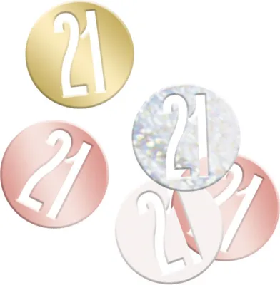 Produktbild von Konfetti in Roségold mit Zahl 21 für 21. Geburtstag oder Jubiläum, ca. 14g