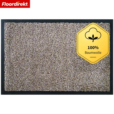 Image de Tapis de sol absorbant "Karat", lavable, antidérapant, en coton, couleur beige, dimensions 100 x 150 cm