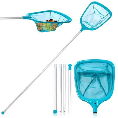 Imagen del producto de Red de limpieza para piscinas, con mango de 60/150 cm, ideal para piscinas, spas y estanques