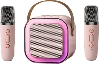 Immagine prodotto di Set karaoke per bambini con 2 microfoni, colore rosso, illuminazione a LED