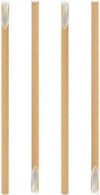 Produktbild von 100x Trinkhalme aus Papier mit Löffel dick braun natur Ø8mm 21cm