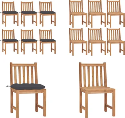Produktbild von vidaXL Gartenstühle 6 Stk. mit Kissen Massivholz Teak - Gartenstuhl - Gartenstühle - Holz-Gartenstuhl - Holz-Gartenstühle