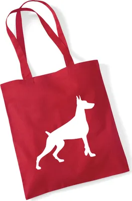 Produktbild von Huuraa Jutebeutel Dobermann Silhouette 10 Liter Classic Red Baumwolle Tasche Geschenkidee