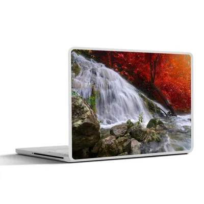 Produktbild von MuchoWow® Laptop Aufkleber Sticker Cover Wasserfall - Felsen - Wasser - Herbst 31x22.5 cm - Laptop-Deko