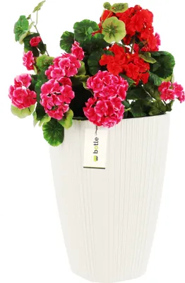 Immagine prodotto di Vaso da fiori alto inserto quadrato H 45 cm scanalature bianche eleganti