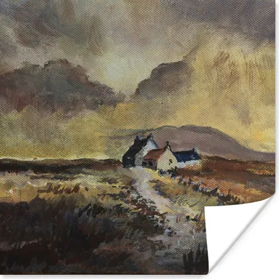 Produktbild von MuchoWow® Poster Kleines Ölgemälde von Schottland 75x75 cm - Wand Dekoration